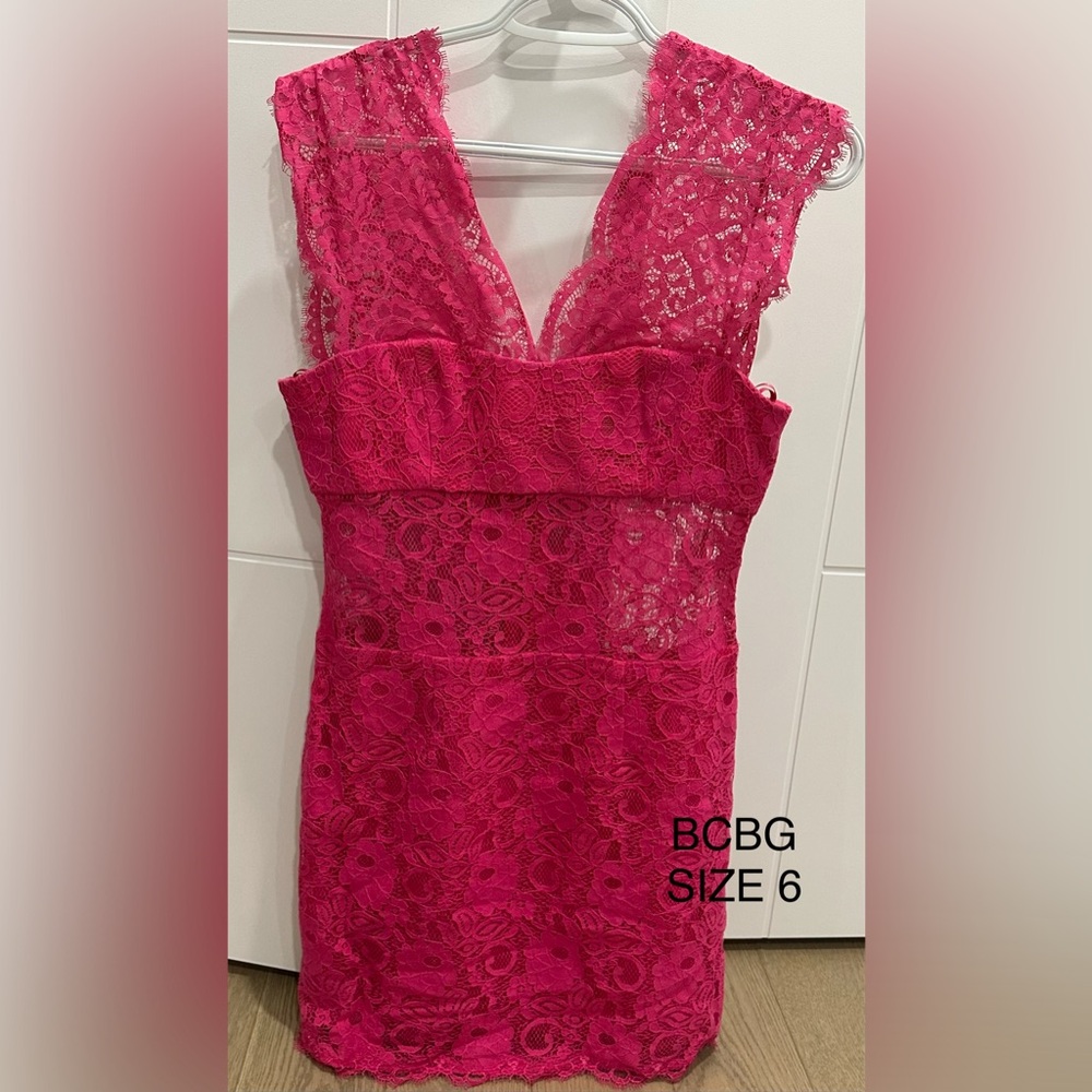 BCBG Fuchsia Lace Mini Dress